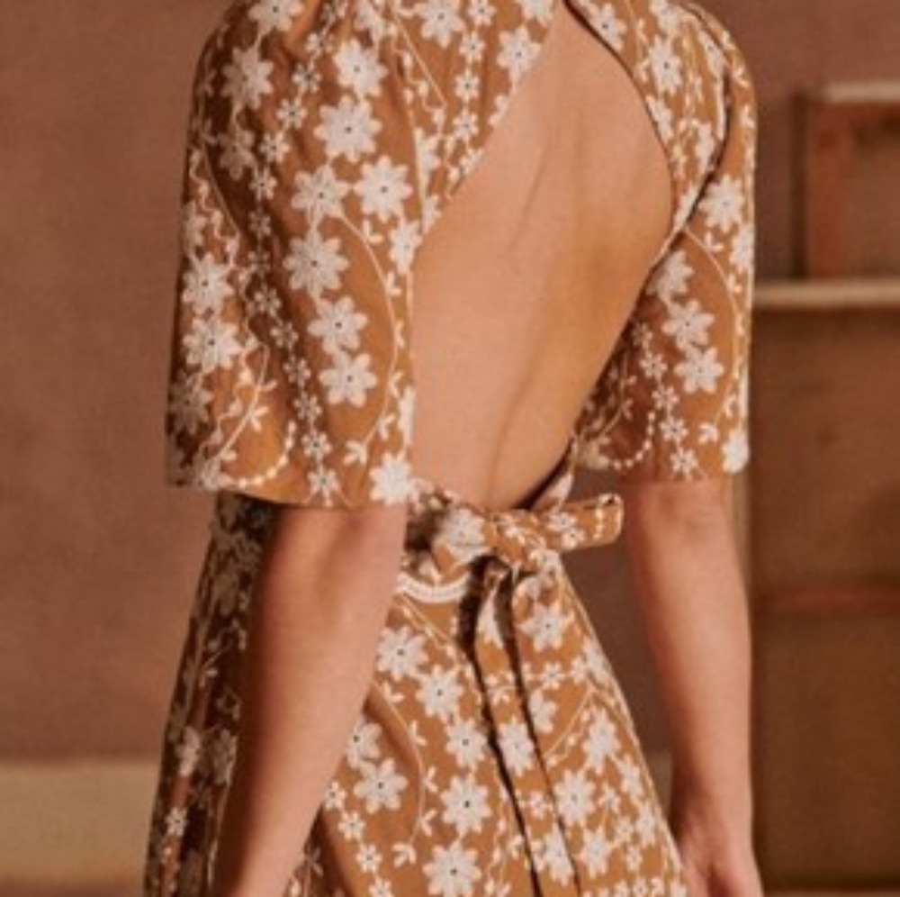 Sezane Lucinda Dress Ocre Foncé - Size 36